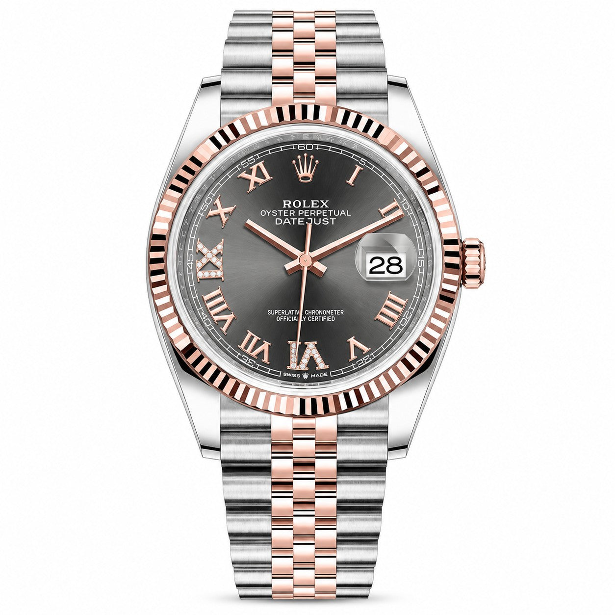 ROLEX Oyster Perpetual Datejust 36, Slate Diamond Dial Everose Rolesor