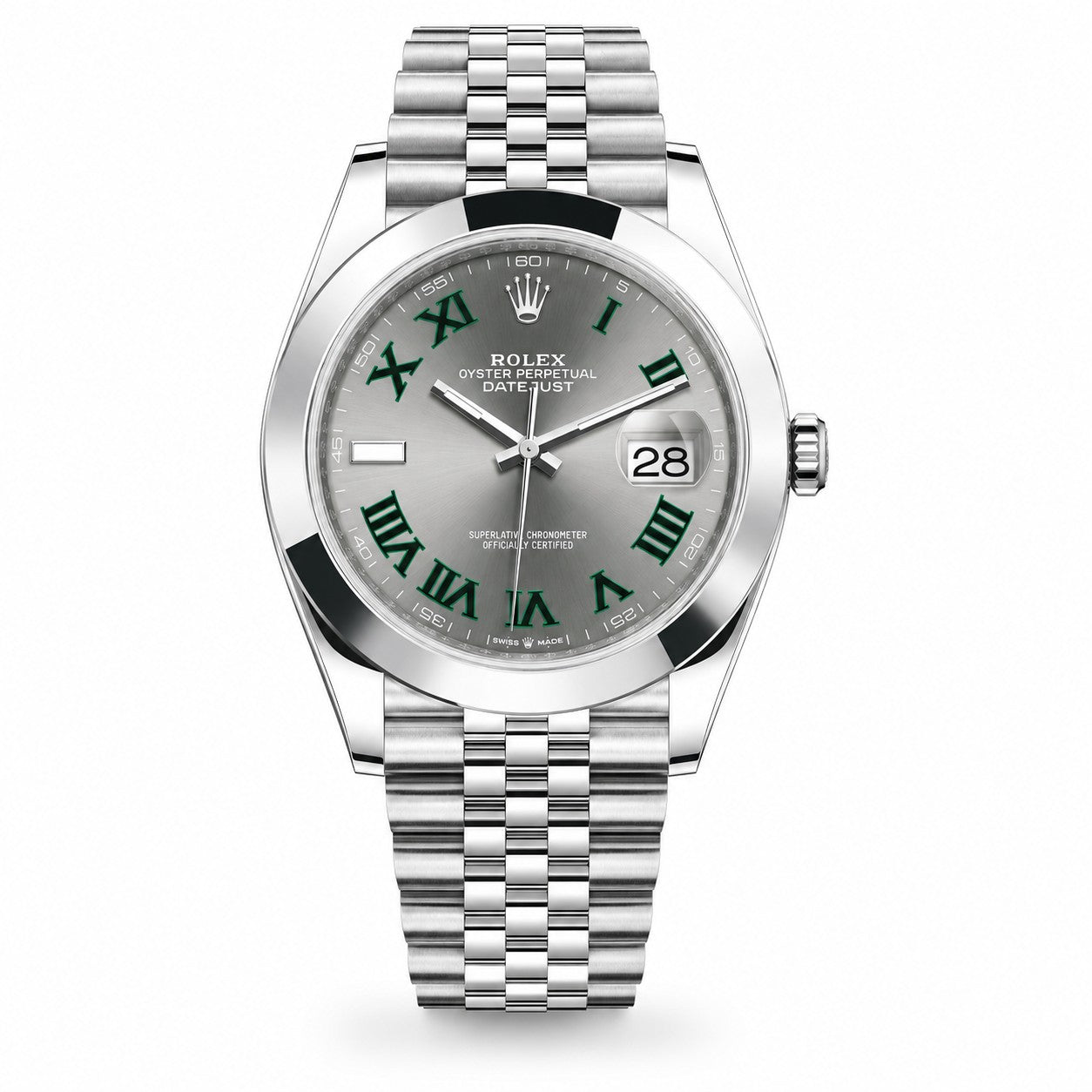 ROLEX Oyster Perpetual Datejust 41, Stainless Steel, Green Roman numerals slate Dial