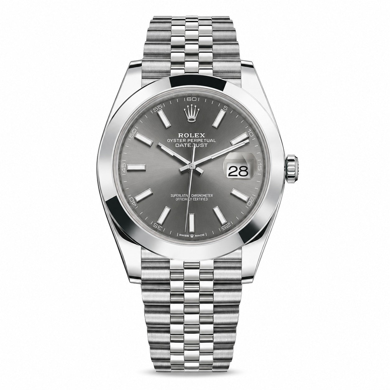 ROLEX Oyster Perpetual Datejust 41, Stainless steel, Grey Index Dial