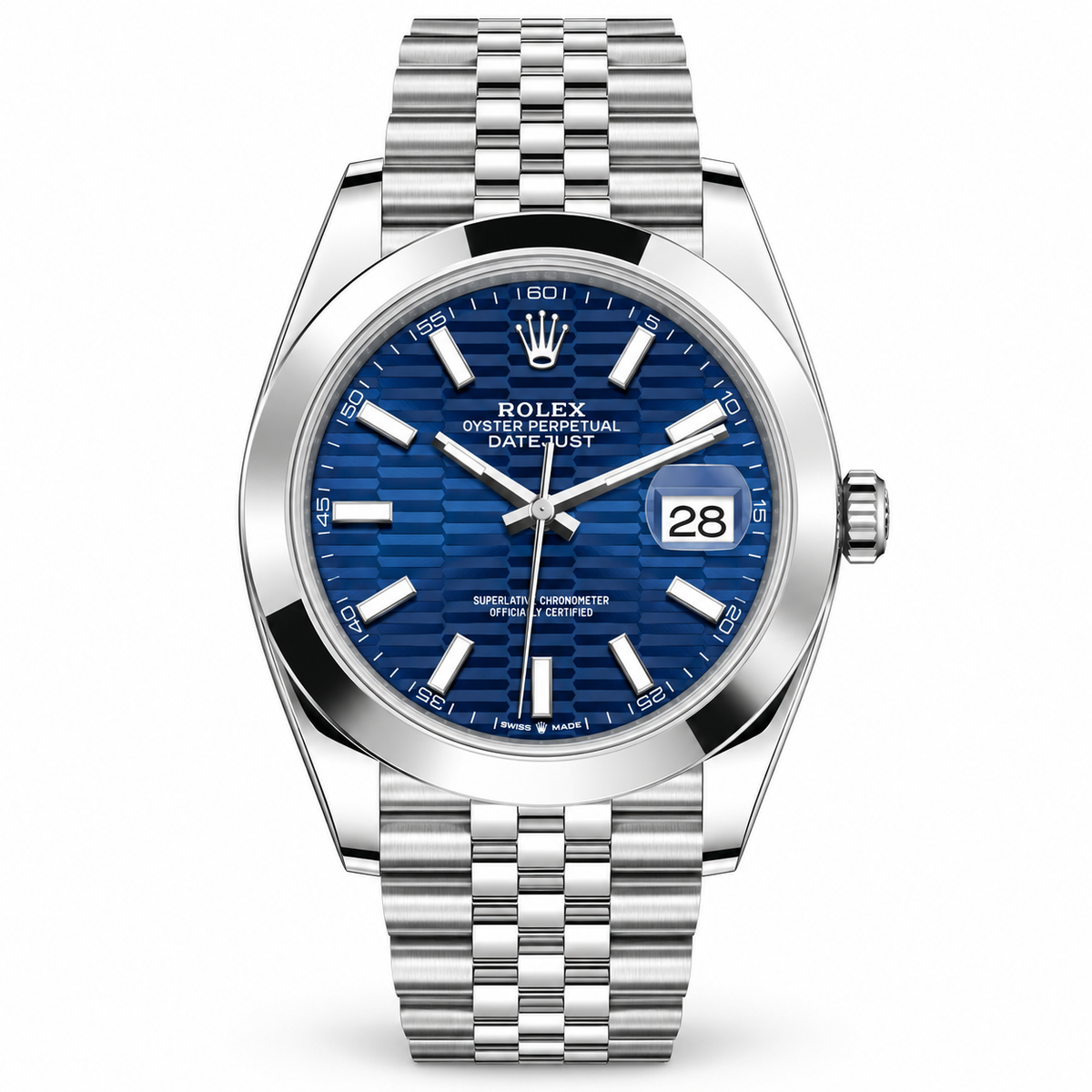 ROLEX Datejust 41, Stainless steel Bright Blue Dial