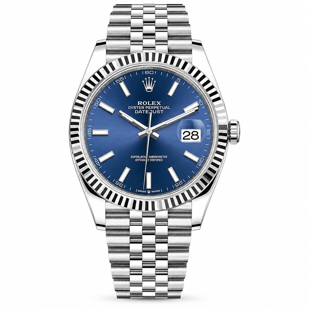 ROLEX Oyster Perpetual Datejust 41, Bright Blue Dial White Rolesor