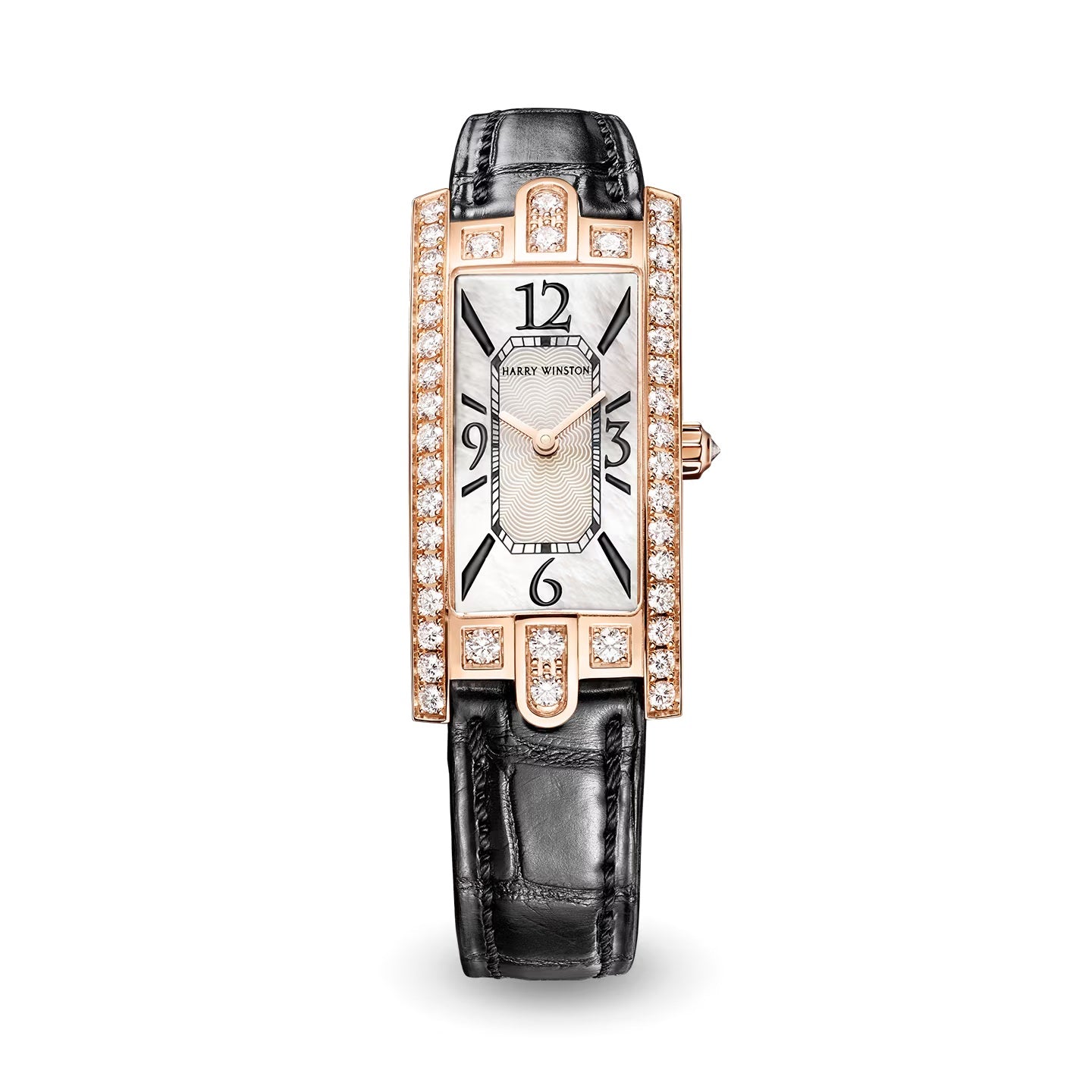HARRY WINSTON Avenue C, Black Alligator Strap, 18k Rose Gold