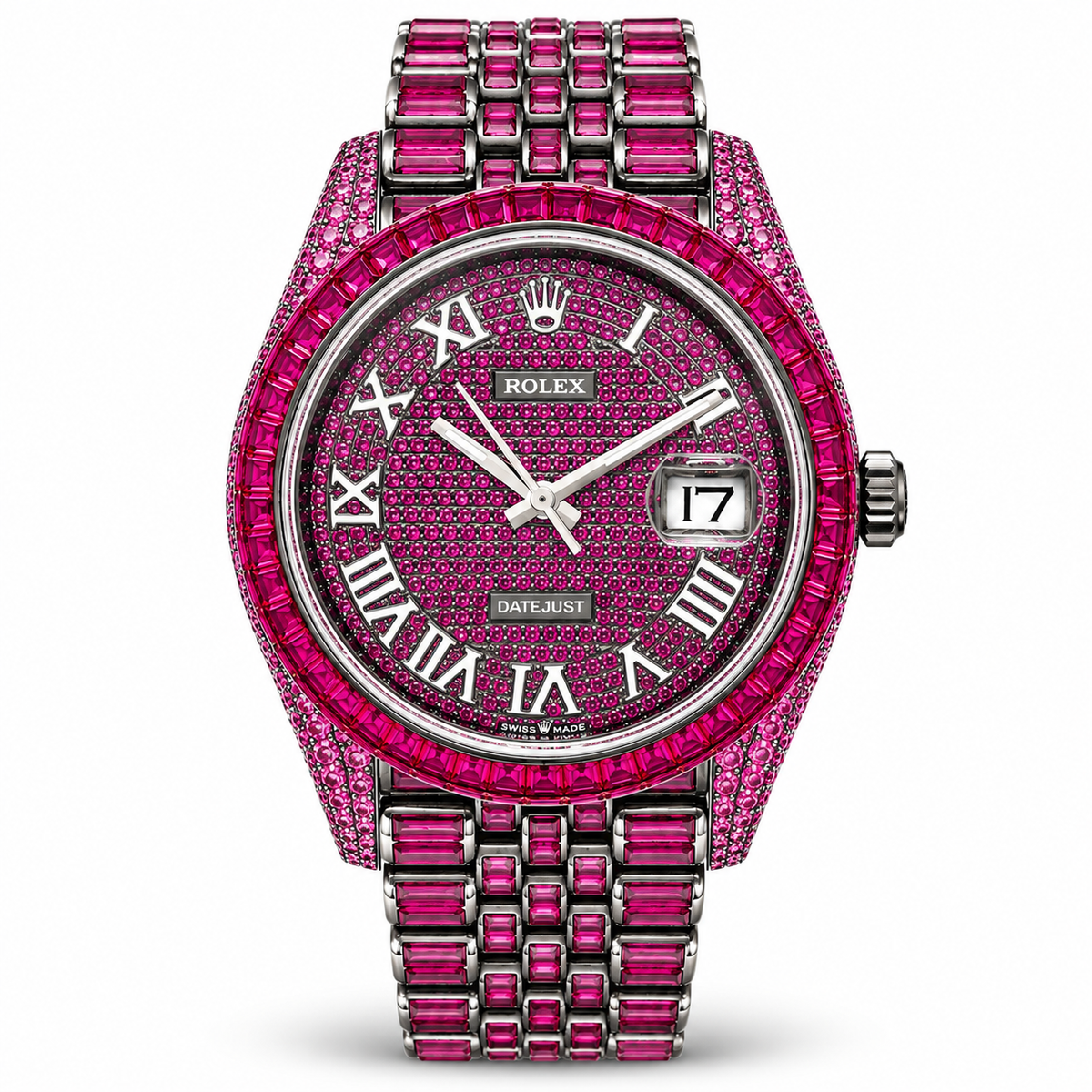 ROLEX Datejust 41, Custom Pink Gem-Set Roman Dial