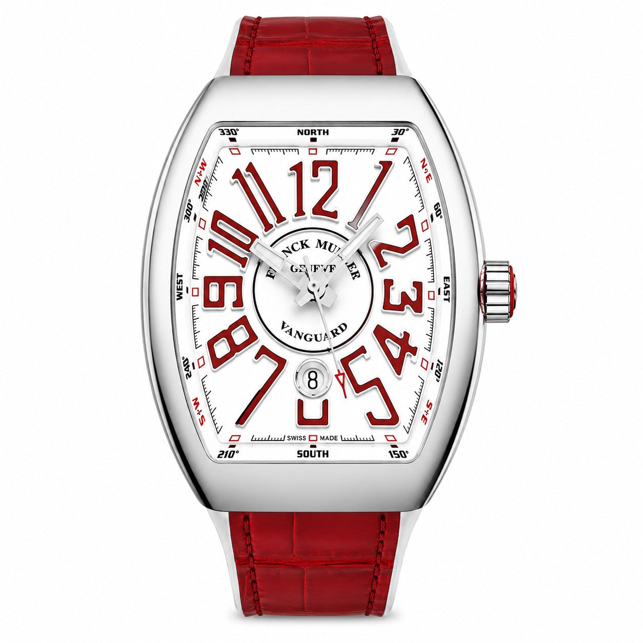 FRANCK MULLER Vanguard Automatic, White dial with Red Arabic numerals