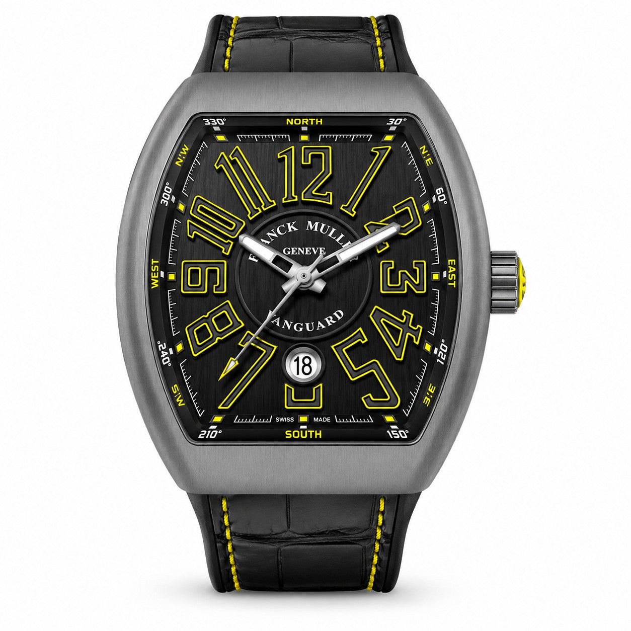 FRANCK MULLER Vanguard Automatic, Titanium, Black dial with Yellow outlined numerals