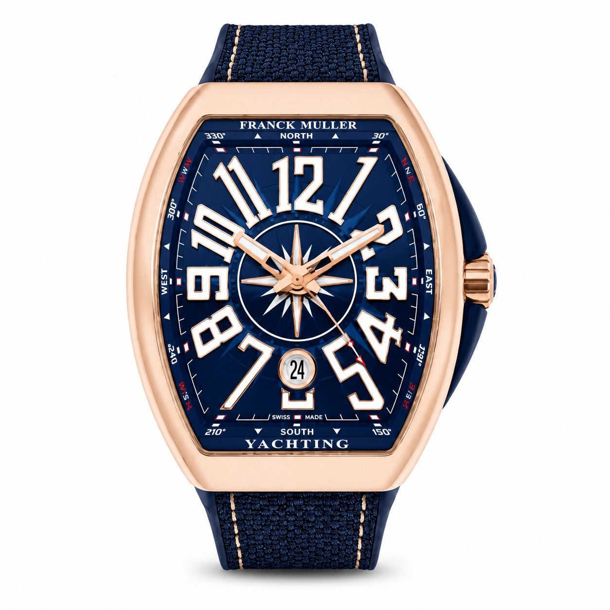 FRANCK MULLER Vanguard Yachting, 18k Rose Gold, Marine-inspired Blue dial