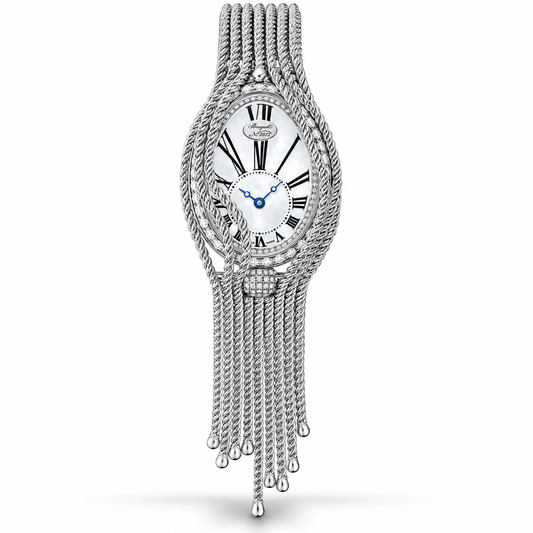 BREGUET Reine de Naples 8928، ذهب أبيض عيار 18 قيراطاً مرصع بالماس، ميناء من عرق اللؤلؤ