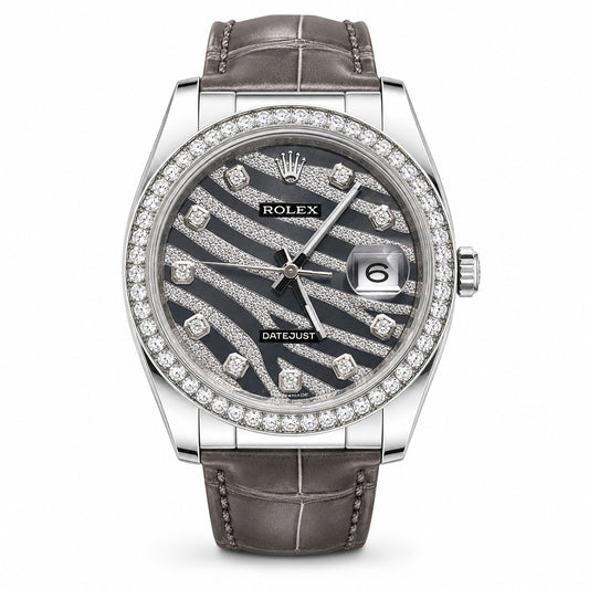 ROLEX Oyster Perpetual Datejust 36, White Gold Diamond-Set Zebra Dial