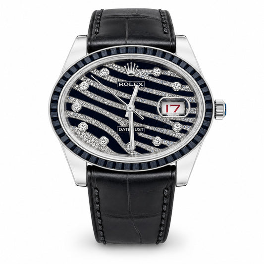 ROLEX Datejust 36mm, Stainless steel, Wave motif set with diamonds dial