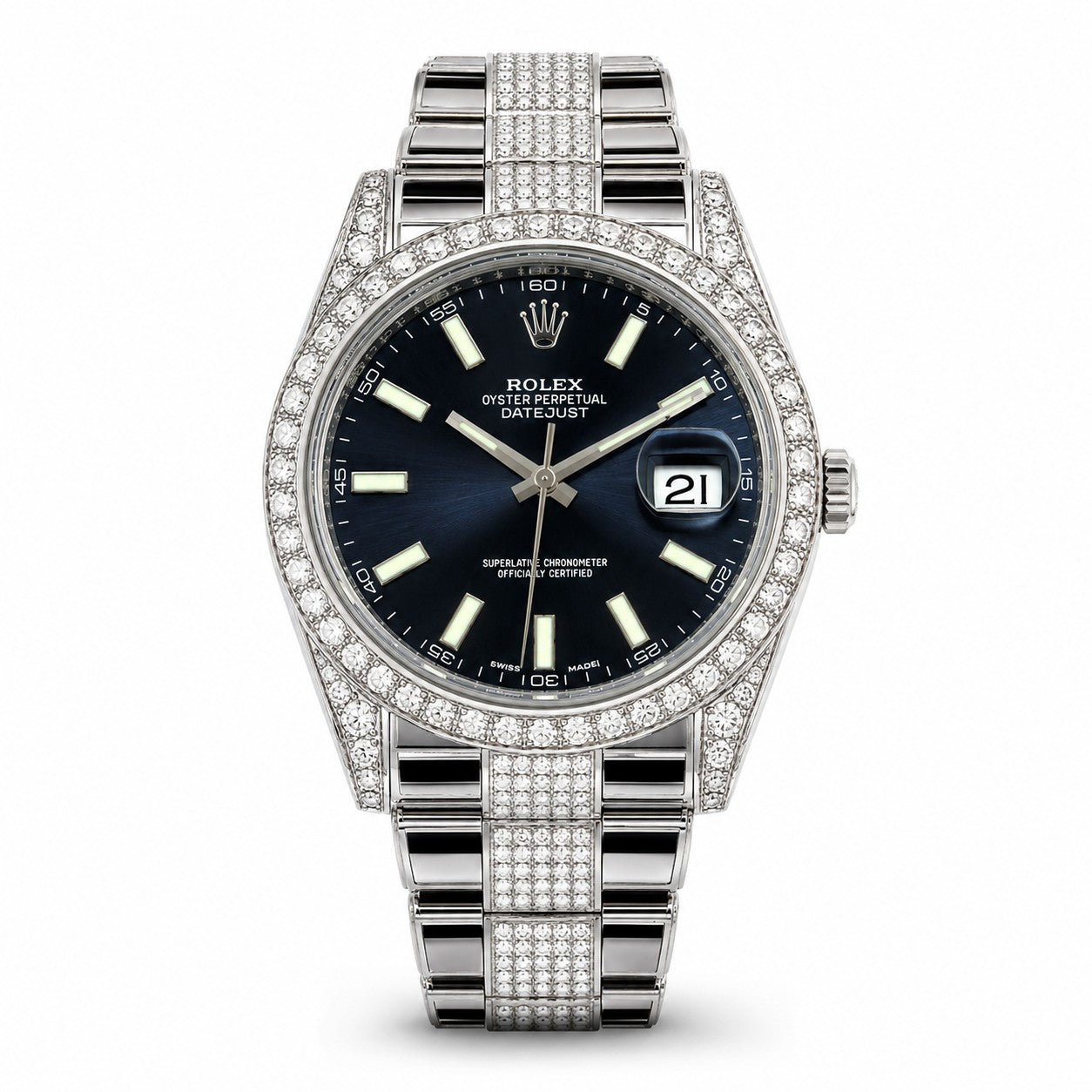 ROLEX Datejust II 41, Custom Diamond-Set Blue Dial