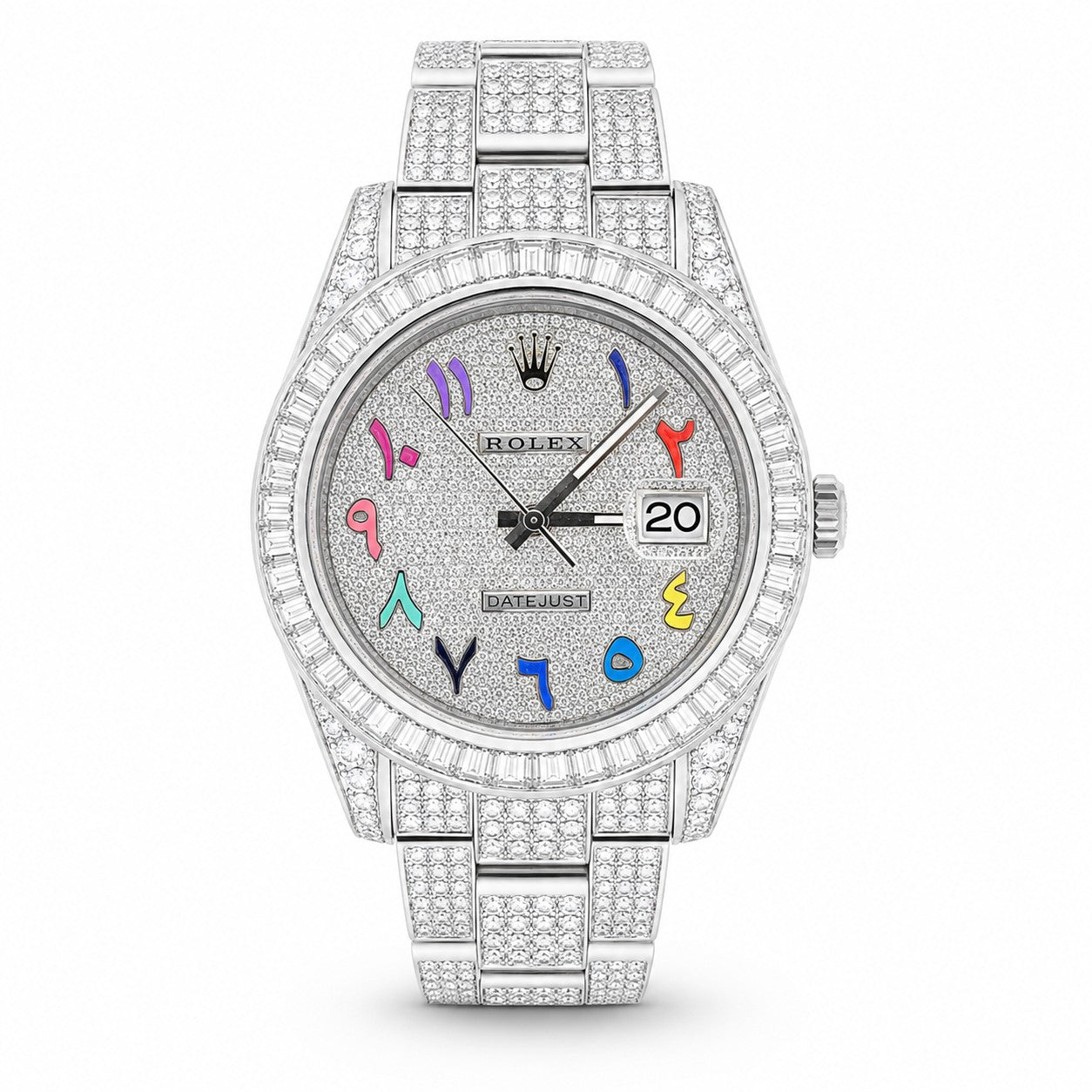 ROLEX Datejust II 41, Full Diamond Multicolor Arabic Dial & Baguette Bezel