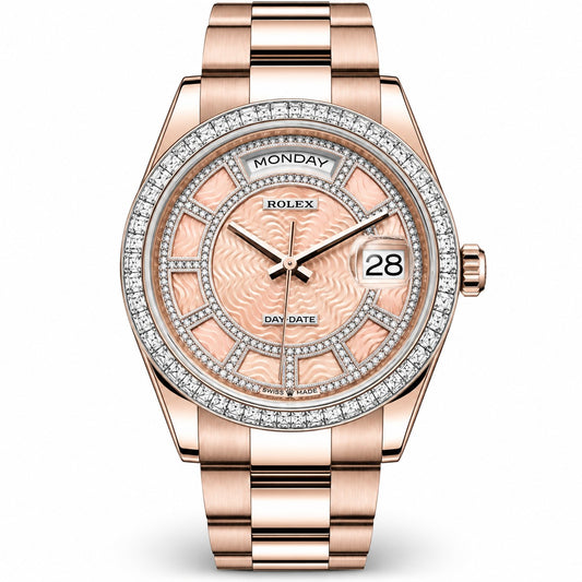 ROLEX Day-Date 36, Rose Gold Diamond-Set