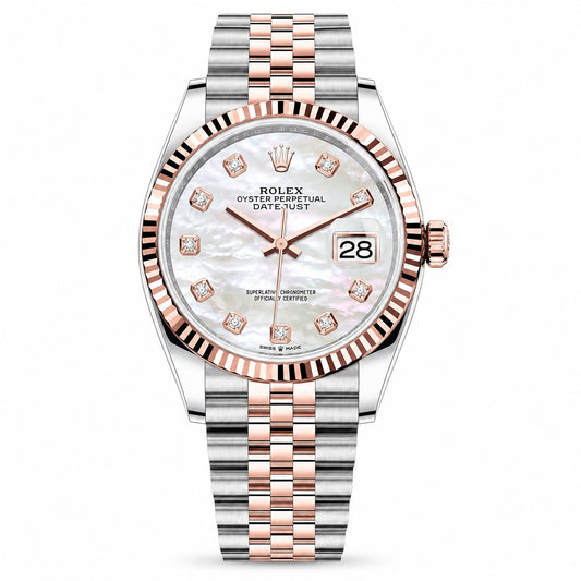 ROLEX Oyster Perpetual Datejust 36, White Mother-of-Pearl Diamond Dial