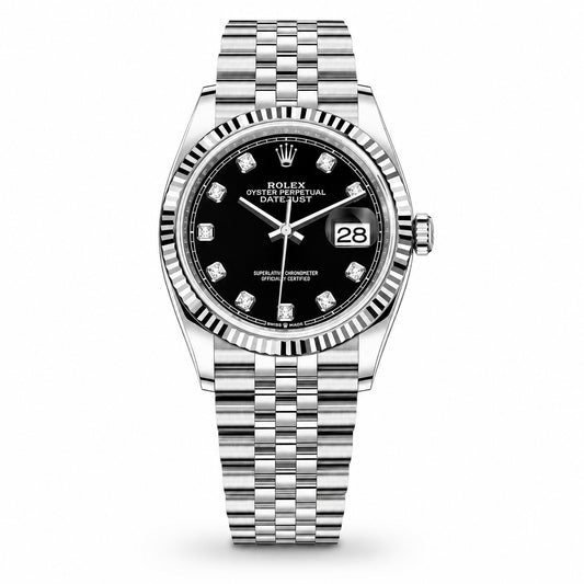 ROLEX Oyster Perpetual Datejust 36, Black Diamond-set Dial