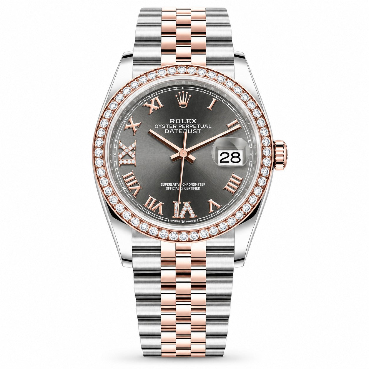 ROLEX Oyster Perpetual Datejust 36, Diamond Bezel Slate Dial