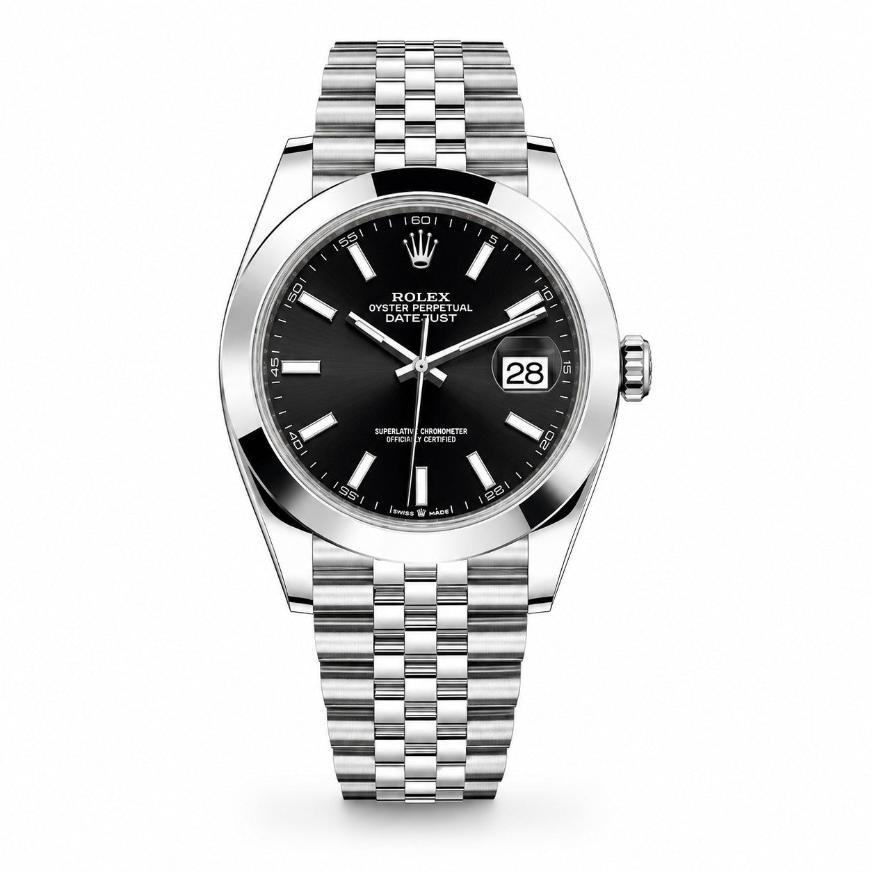 ROLEX Oyster Perpetual Datejust 41, Stainless Steel, Black index Dial