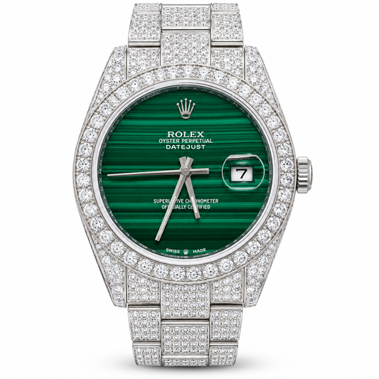 ROLEX Datejust 41 Green Dial ، مرصّعة بالألماس حسب الطلب