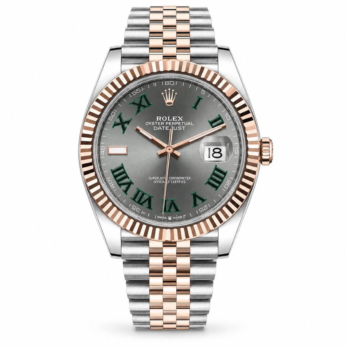 ROLEX Oyster Perpetual Datejust 41, Rose Gold Rolesor Grey Slate “Wimbledon” Dial