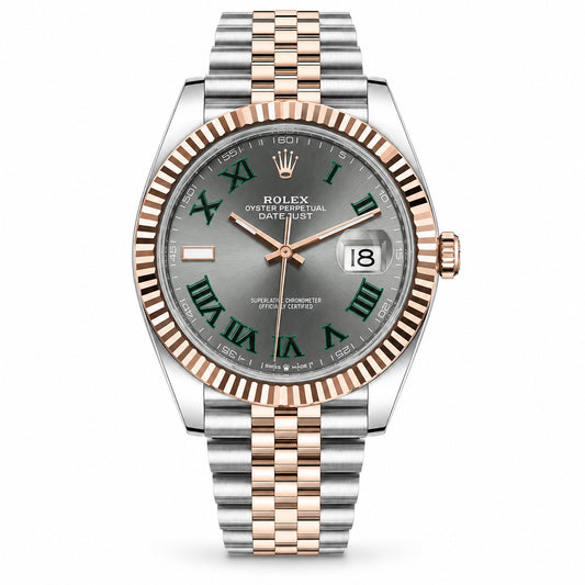 ROLEX Oyster Perpetual Datejust 41, Rose Gold Rolesor Grey Slate “Wimbledon” Dial