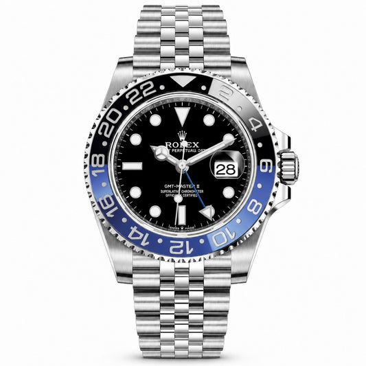 ROLEX Oyster Perpetual GMT-Master II 40, Oystersteel Black Dial Blue & Black Bezel Jubilee