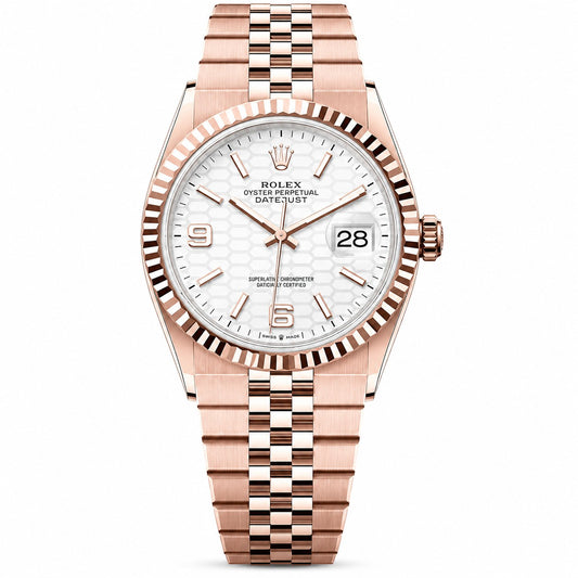 ROLEX Oyster Perpetual Land-Dweller 40, Rose Gold, Intense White Honeycomb Dial