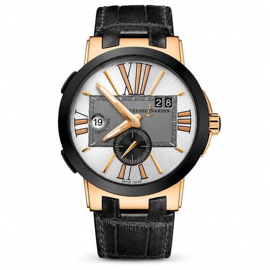 ULYSSE NARDIN Executive Dual Time “Limited Edition” Black Strap, Silver Dial