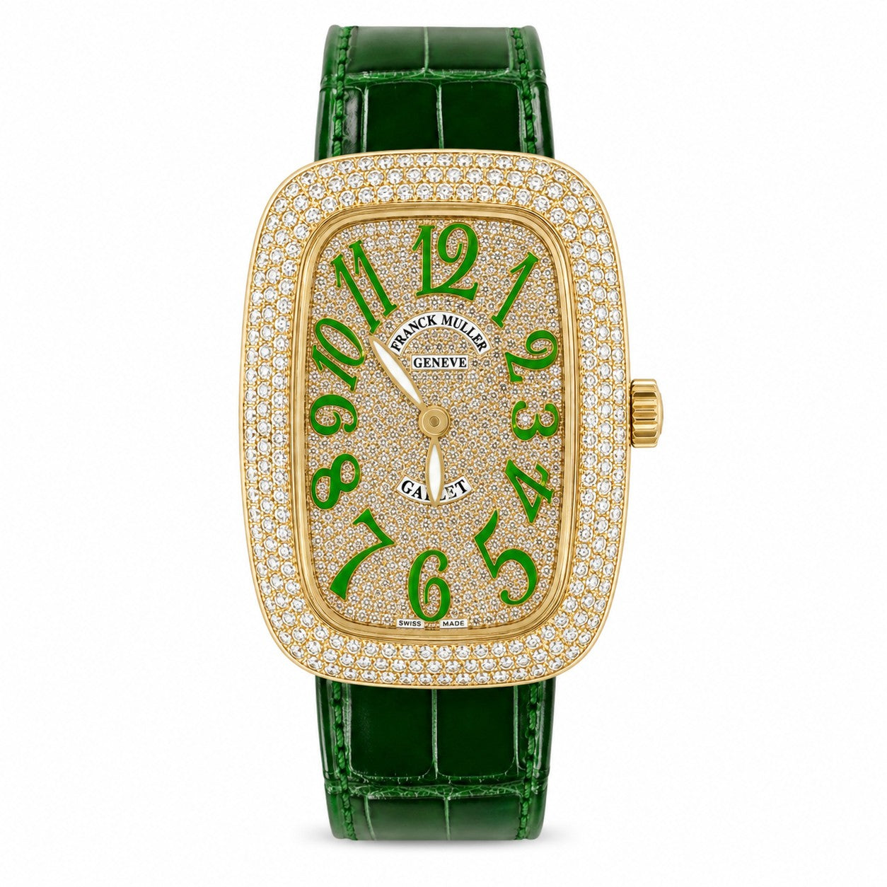 FRANCK MULLER Galet, Diamond set with Green Arabic Numerals