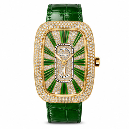 FRANCK MULLER Galet, Diamond-Set with Green Index Numerals