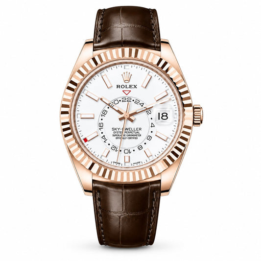 ROLEX Oyster Perpetual Sky-Dweller 42, Rose Gold White Dial