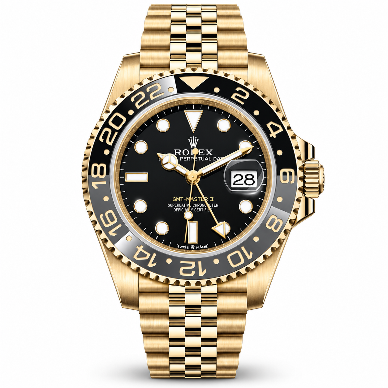 ROLEX GMT-Master II 40, Yellow Gold Black Dial
