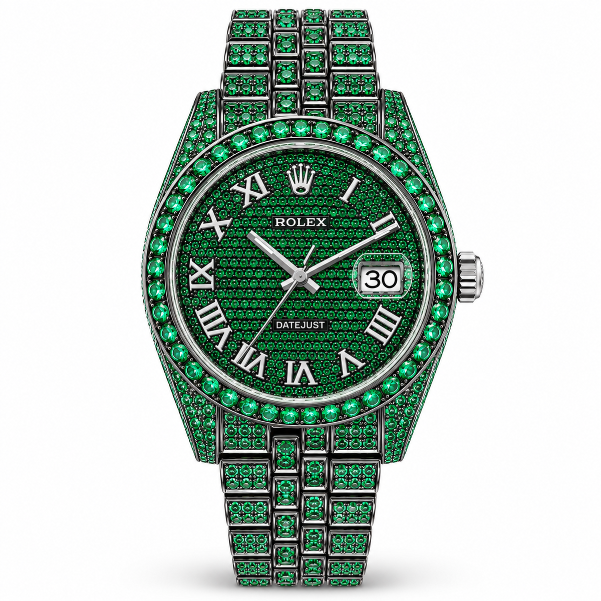 ROLEX Datejust 36, Custom Green Gem-Set Roman Dial
