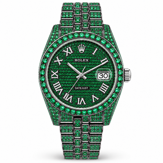 ROLEX Datejust 36, Custom Green Gem-Set Roman Dial