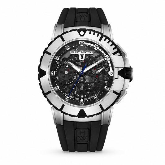 HARRY WINSTON Ocean Sport Chronograph, Black Skeletonized Dial 44mm