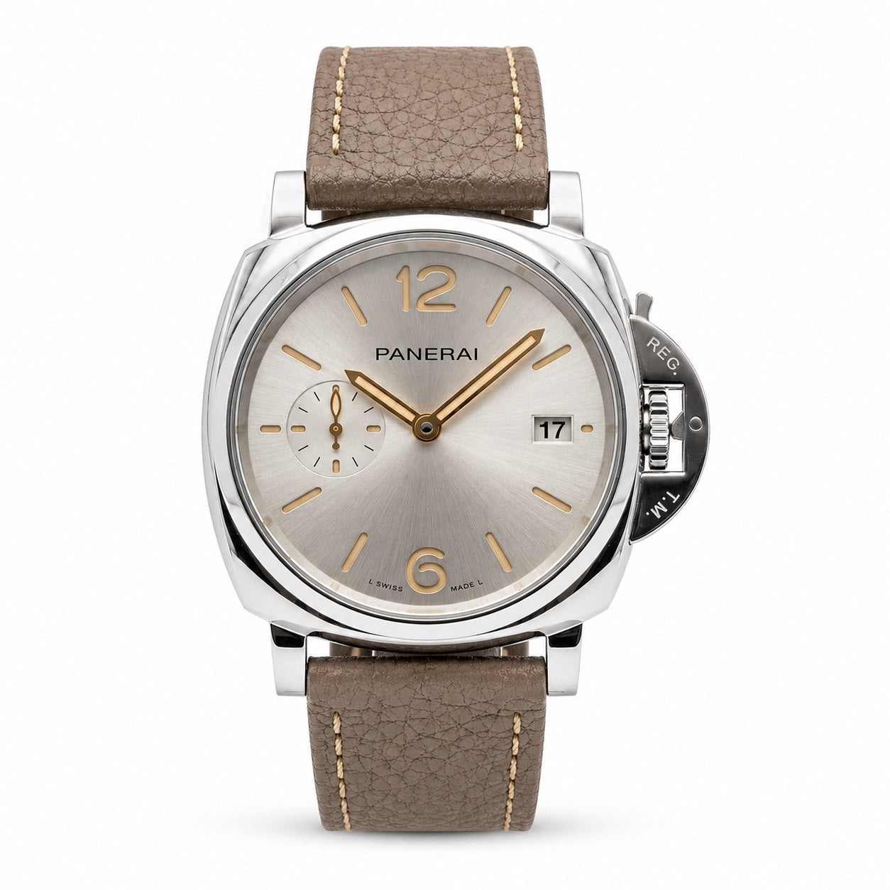 Panerai watch with brown leather strap 