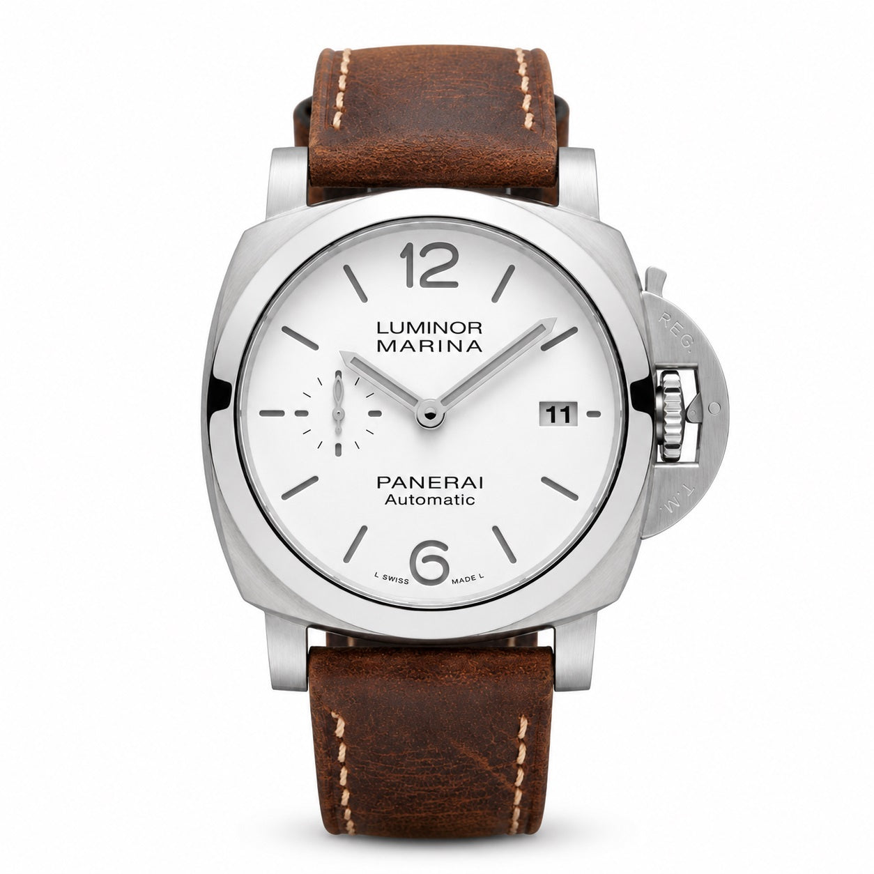 Panerai watch with brown leather strap