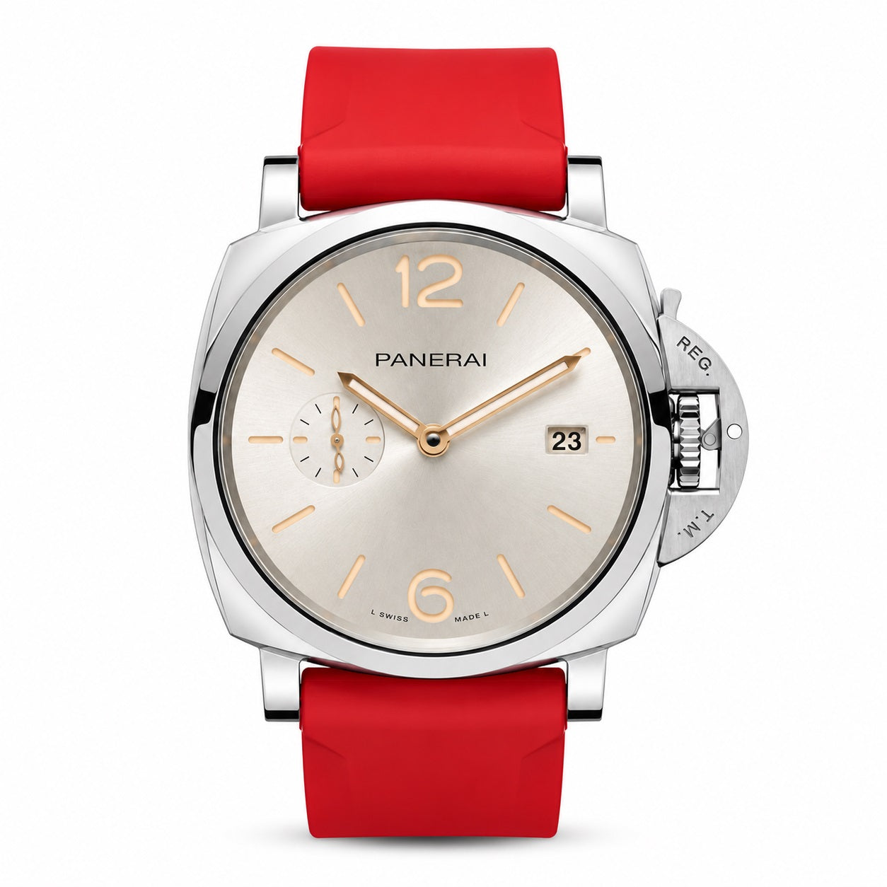 Panerai watch with a red strap 