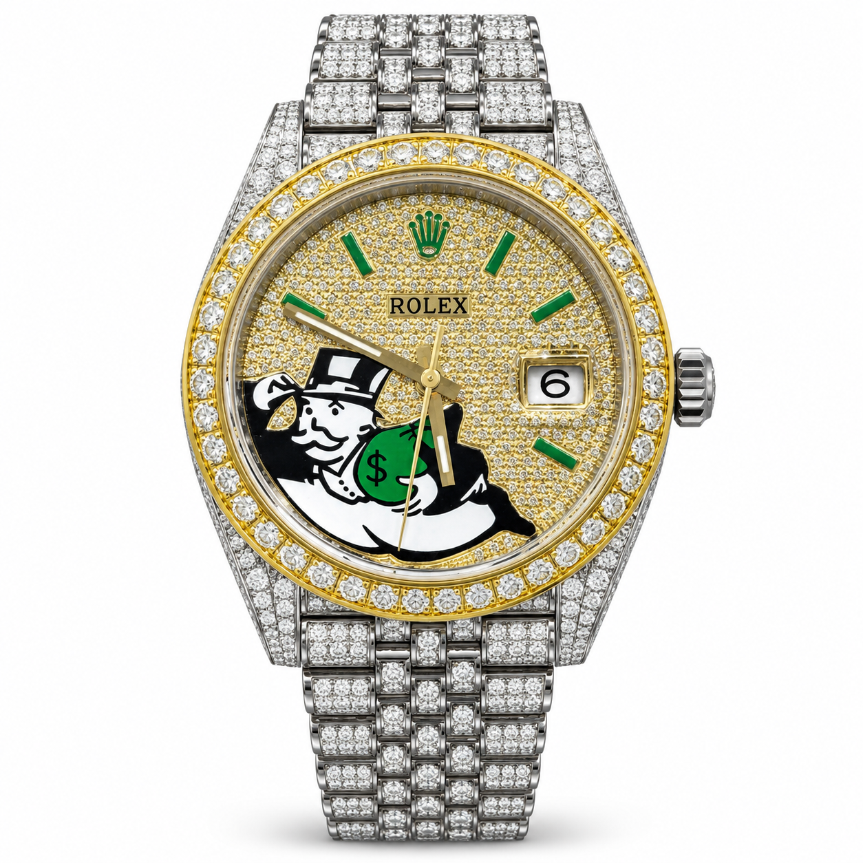 ROLEX Datejust 41, Custom Gold Pavé Monopoly Man Dial