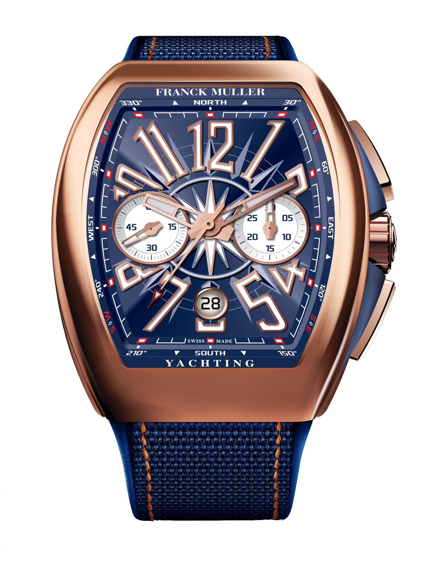 FRANCK MULLER Vanguard Yachting Chronograph, 18k Rose Gold case, Marine-inspired dial