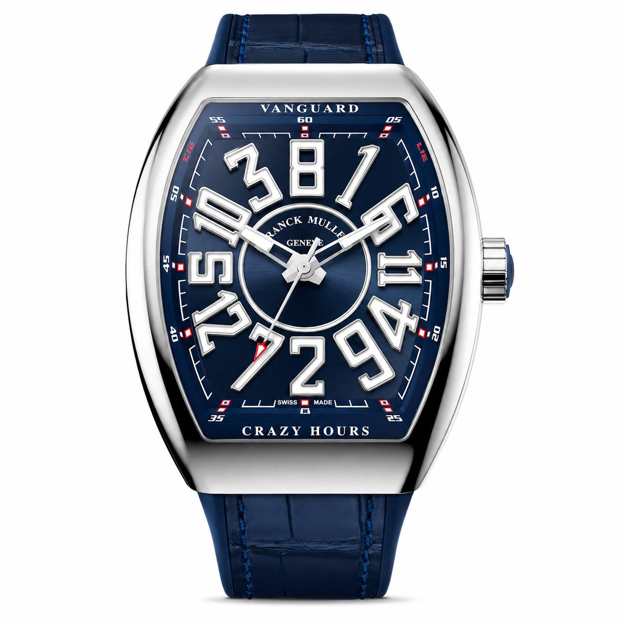 FRANCK MULLER Vanguard Crazy Hours, Stainless Steel, Navy Blue dial with white Arabic numerals