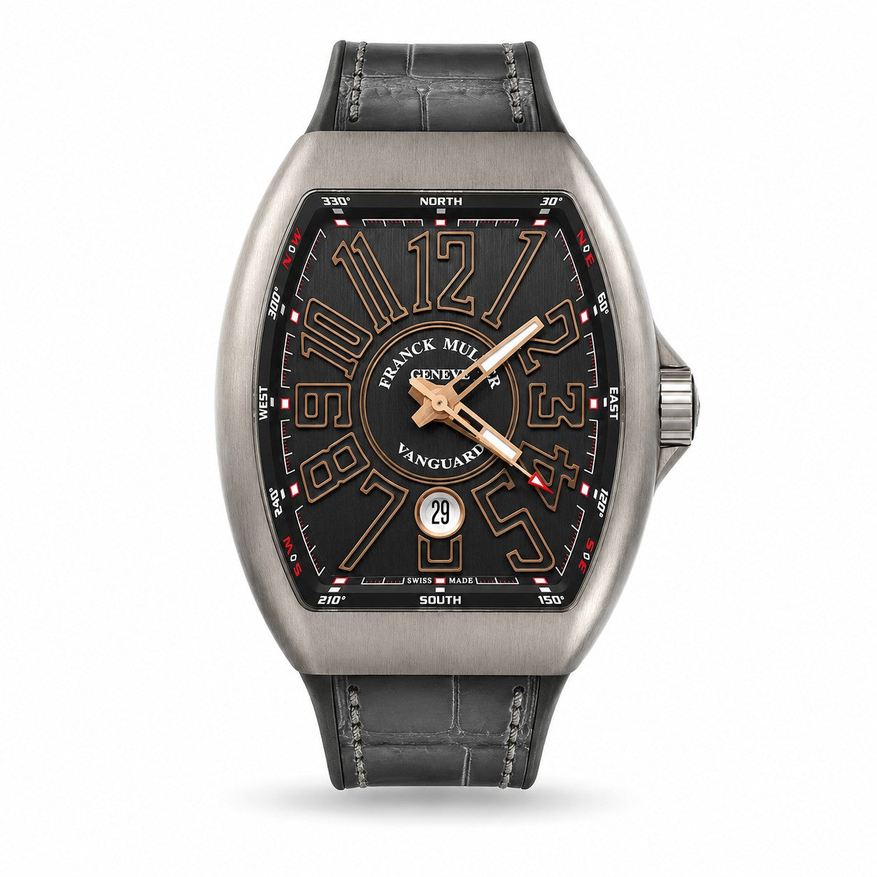 FRANCK MULLER Vanguard, Titanium, Black with red outlined numerals dial