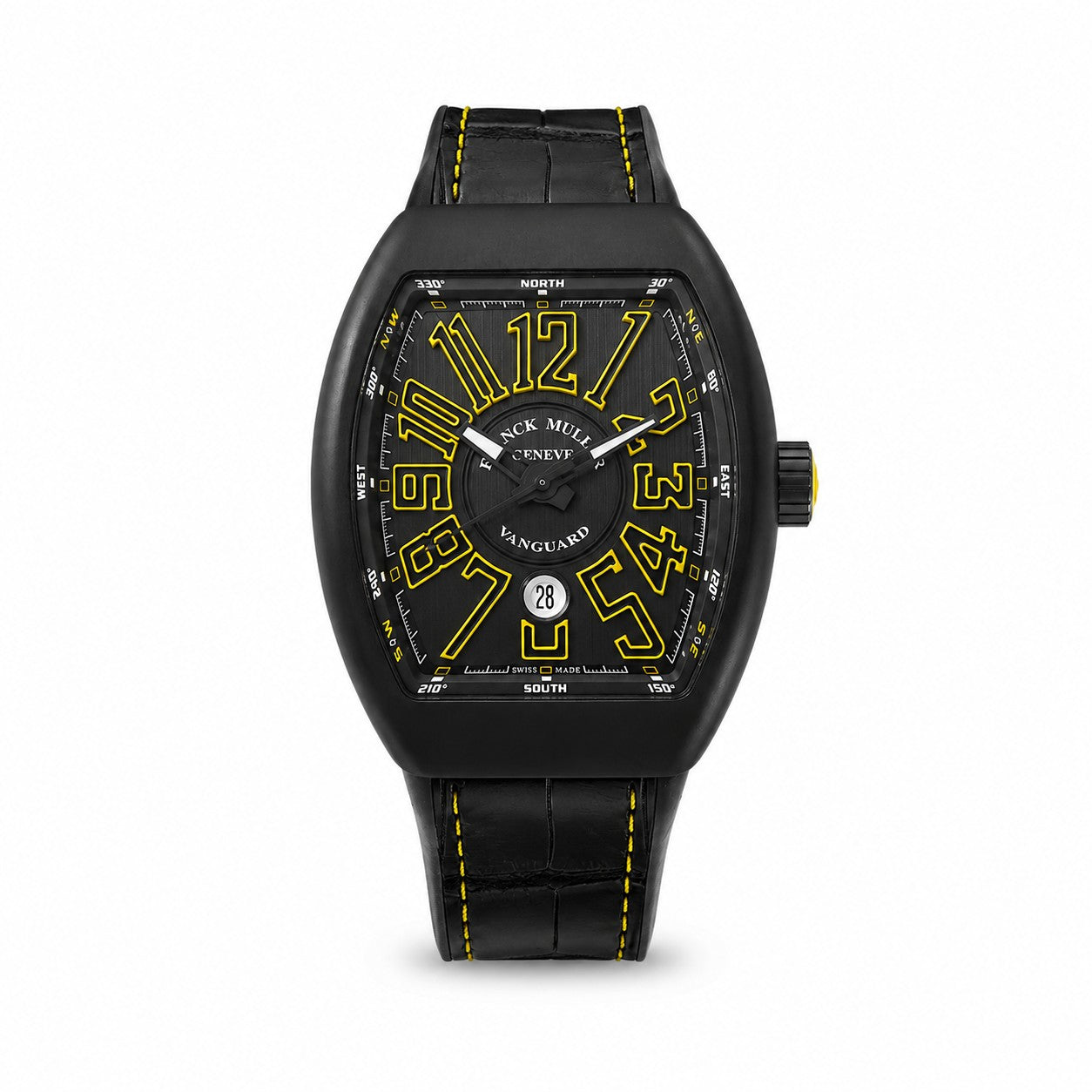 FRANCK MULLER Vanguard, Titanium, Black dial with yellow accents Arabic numerals