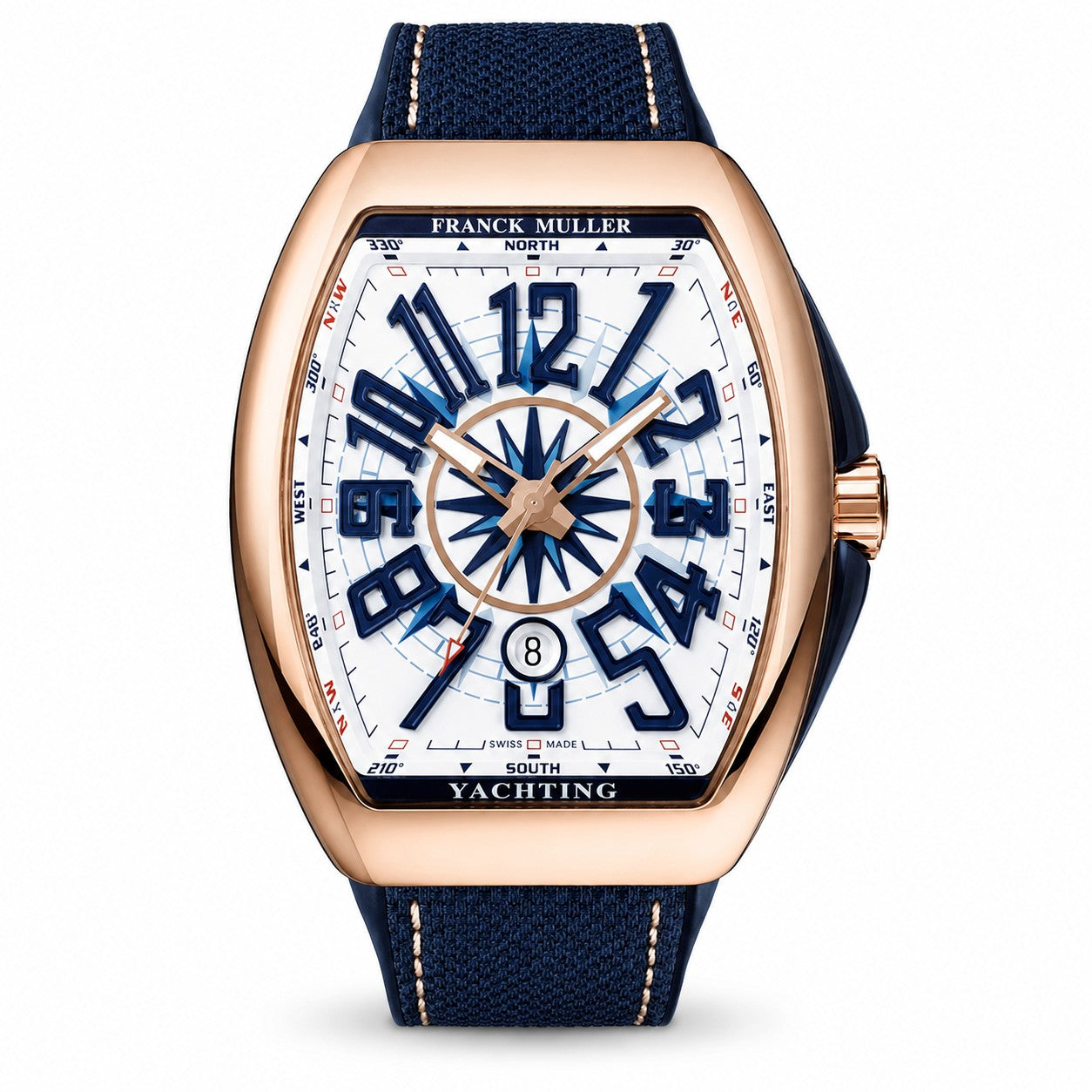 FRANCK MULLER Vanguard Yachting, 18K Rose Gold, Marine-inspired White Dial