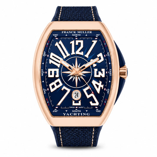 FRANCK MULLER Vanguard Yachting, 18k Rose Gold, Marine-inspired Blue dial