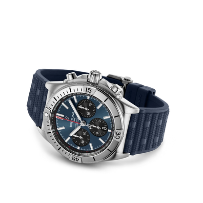 BREITLING Chronomat B01 42mm Stainless Steel case, Blue dial, Rubber strap