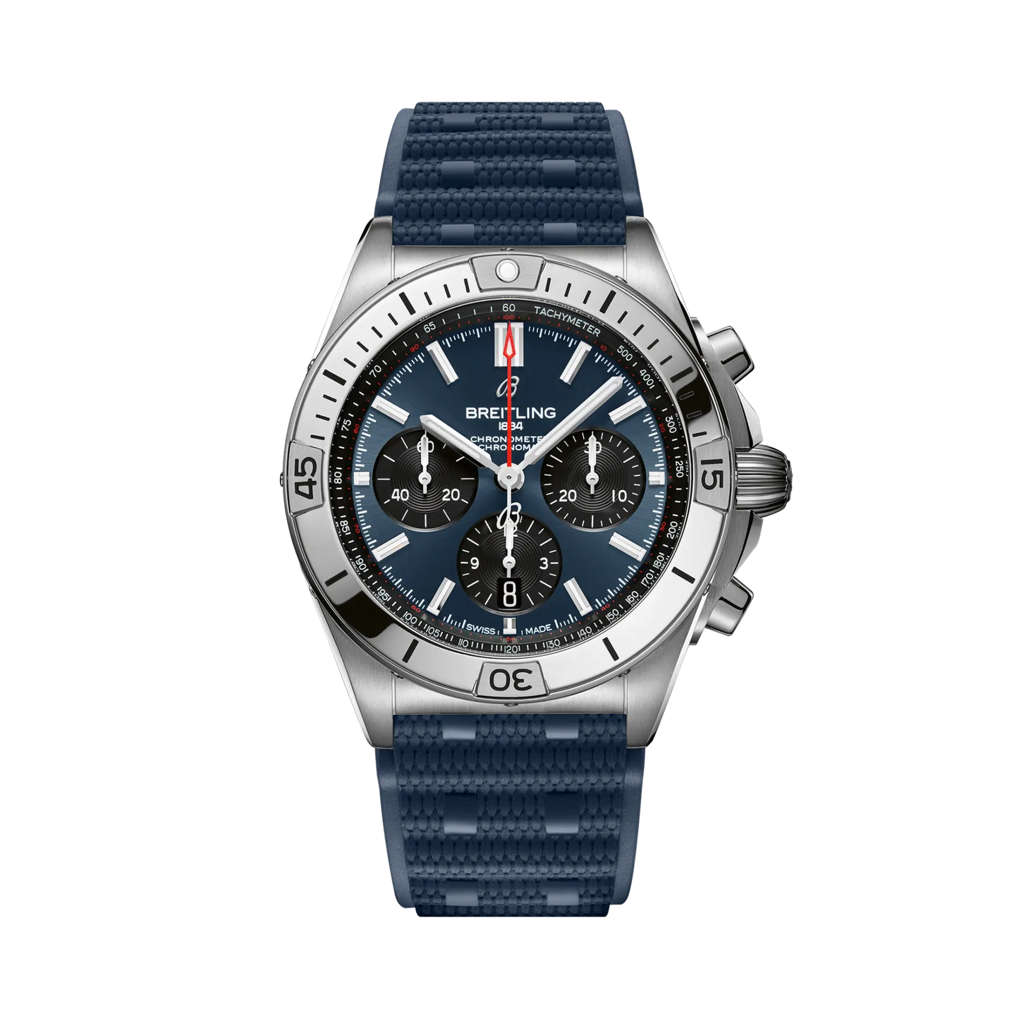 BREITLING Chronomat B01 42mm Stainless Steel case, Blue dial, Rubber strap