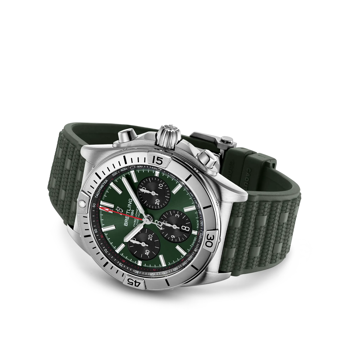 BREITLING Chronomat B01 42mm Stainless Steel case, Green dial, Rubber strap