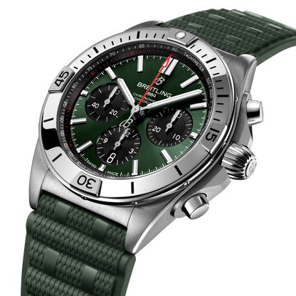 BREITLING Chronomat B01 42mm Stainless Steel case, Green dial, Rubber strap