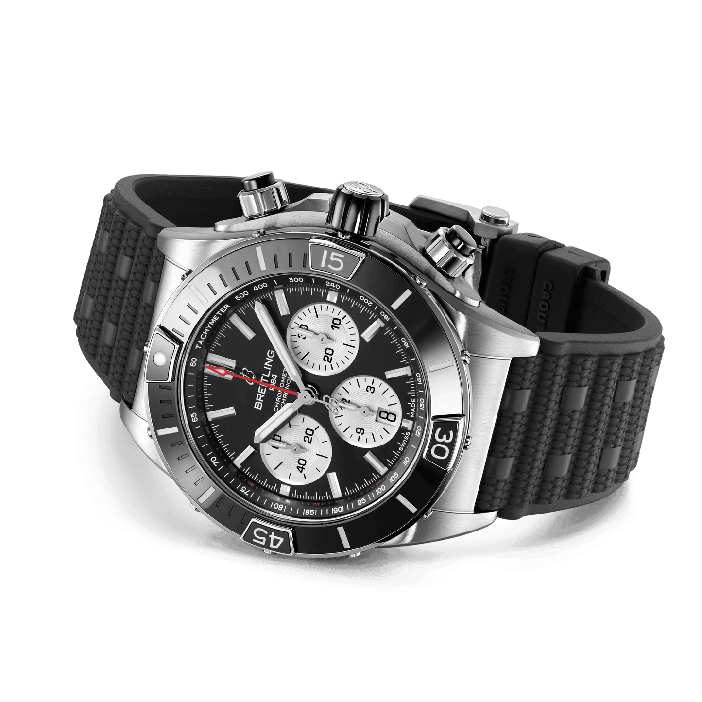BREITLING Super Chronomat B01 44mm, Stainless Steel case, Black dial, Rubber strap - Classic Kaf