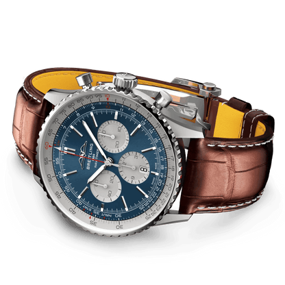 BREITLING Navitimer B01 Chronograph 46mm Stainless Steel case, Leather strap, Blue dial - Classic Kaf