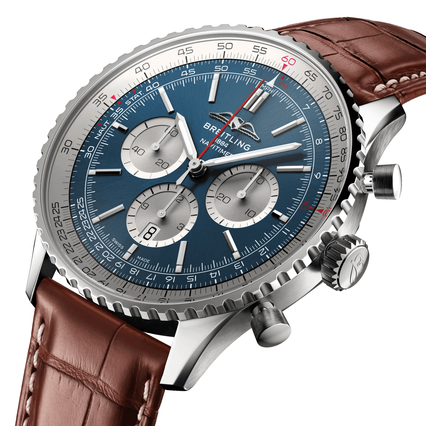BREITLING Navitimer B01 Chronograph 46mm Stainless Steel case, Leather strap, Blue dial - Classic Kaf